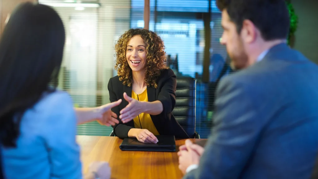 shaking hands at meeting