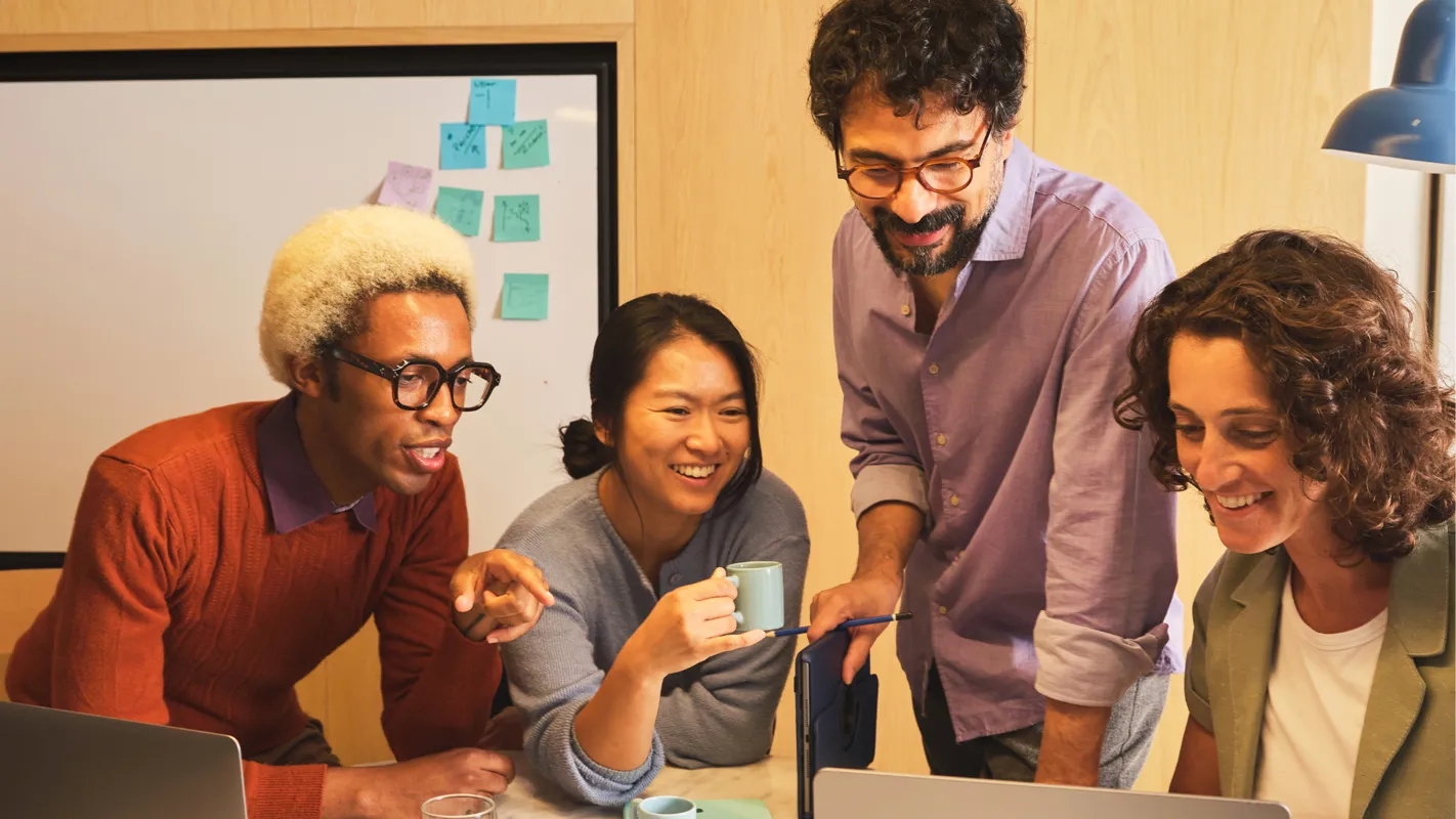 business team reviewing project data