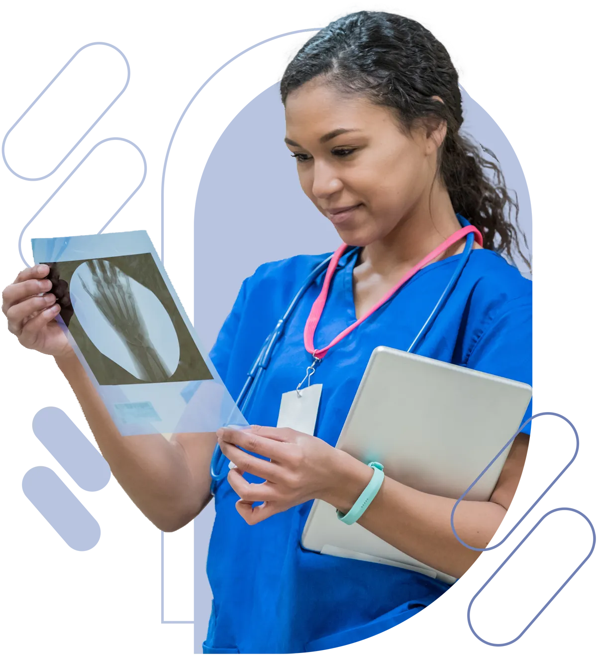 radiologist looking at x-ray