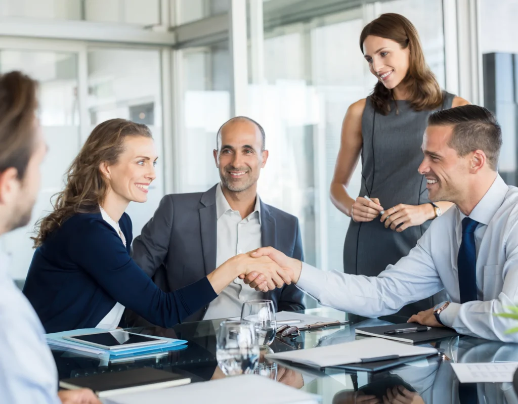 shaking hands at meeting