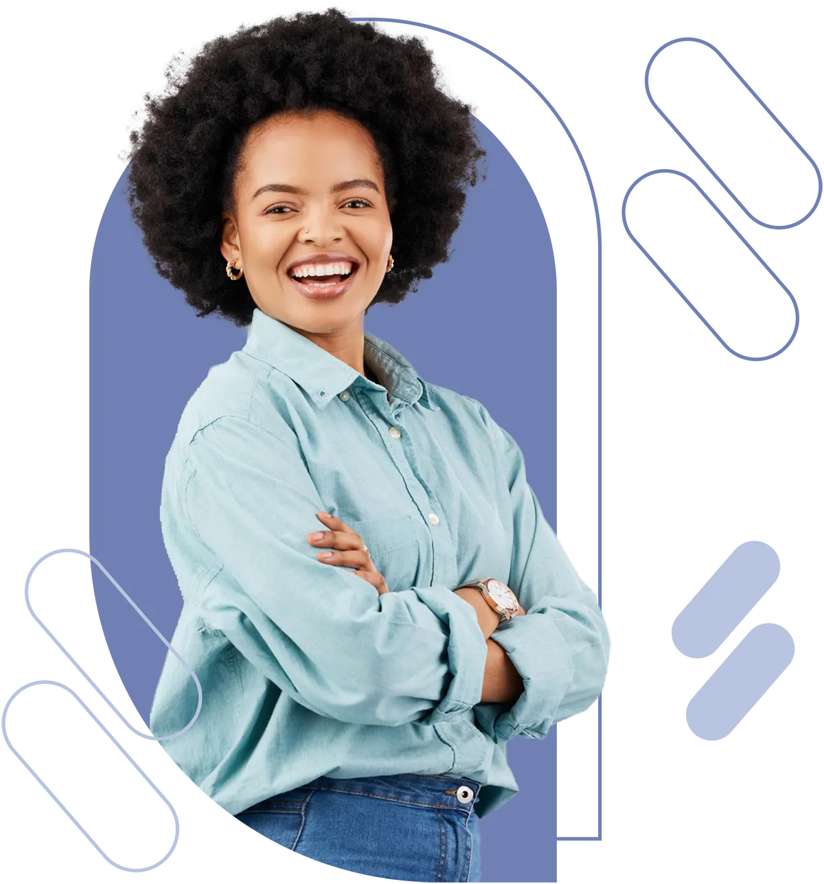 woman wearing blue-green shirt