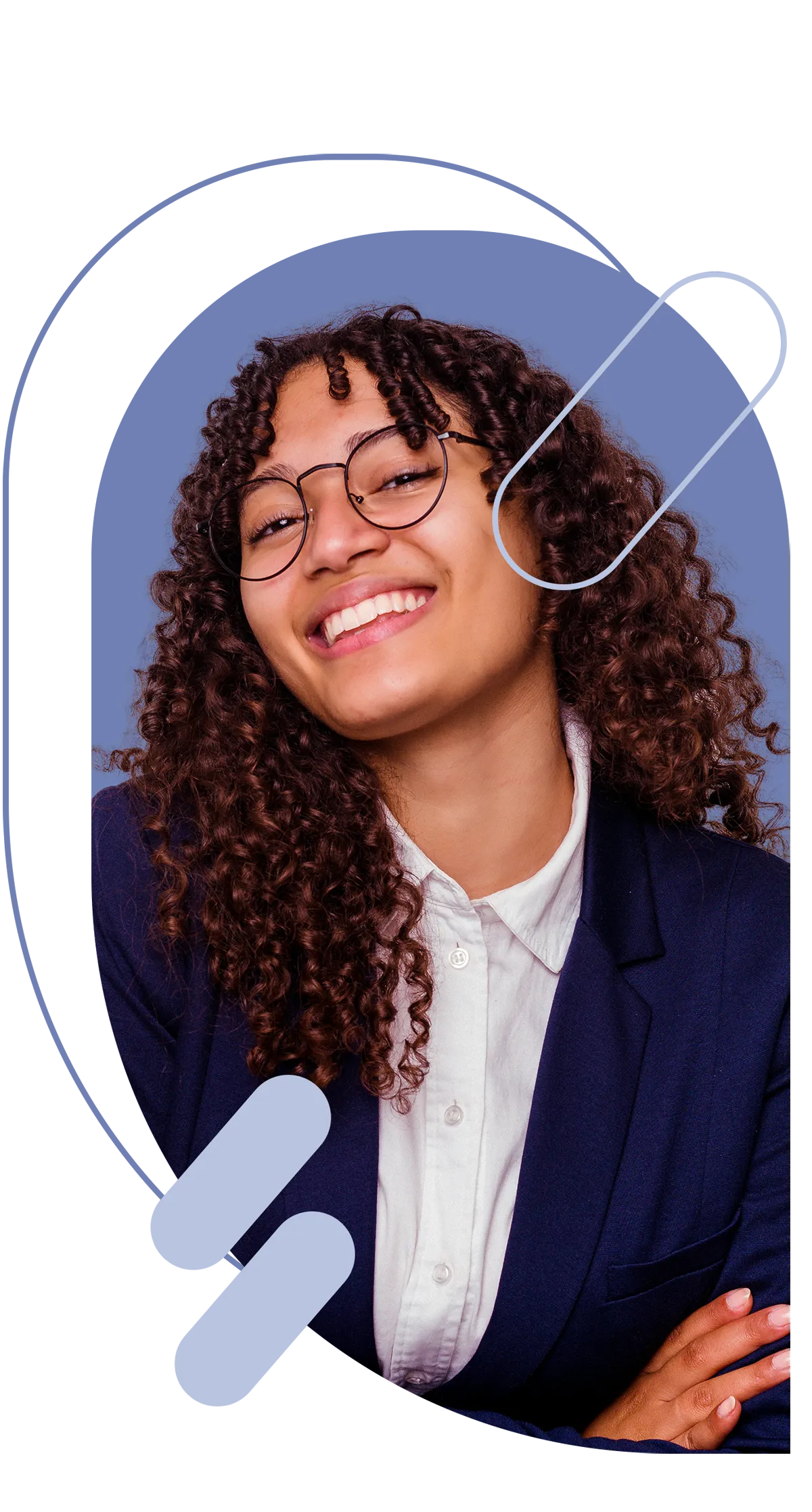 woman wearing blue jacket and glasses