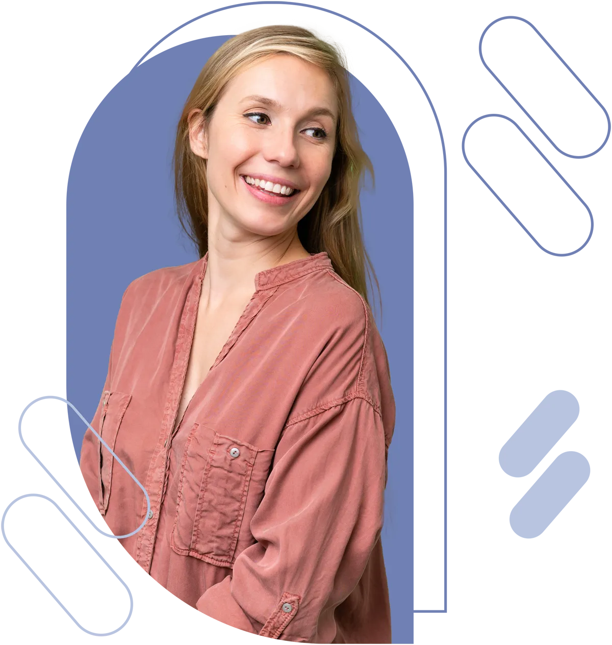 woman wearing rose-colored shirt